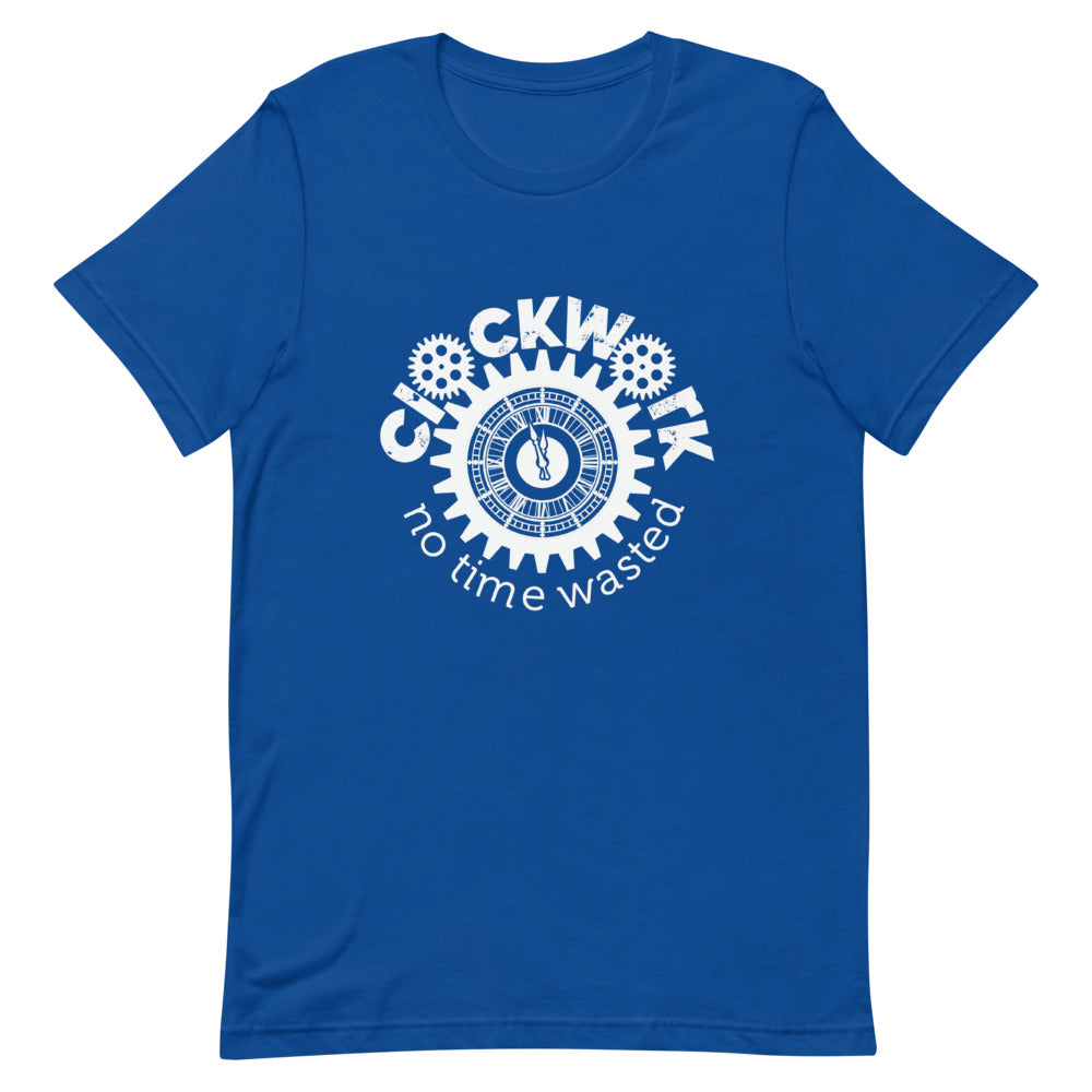 Royal Blue Shirt White Clockwork Logo Short-Sleeve Unisex T-Shirt