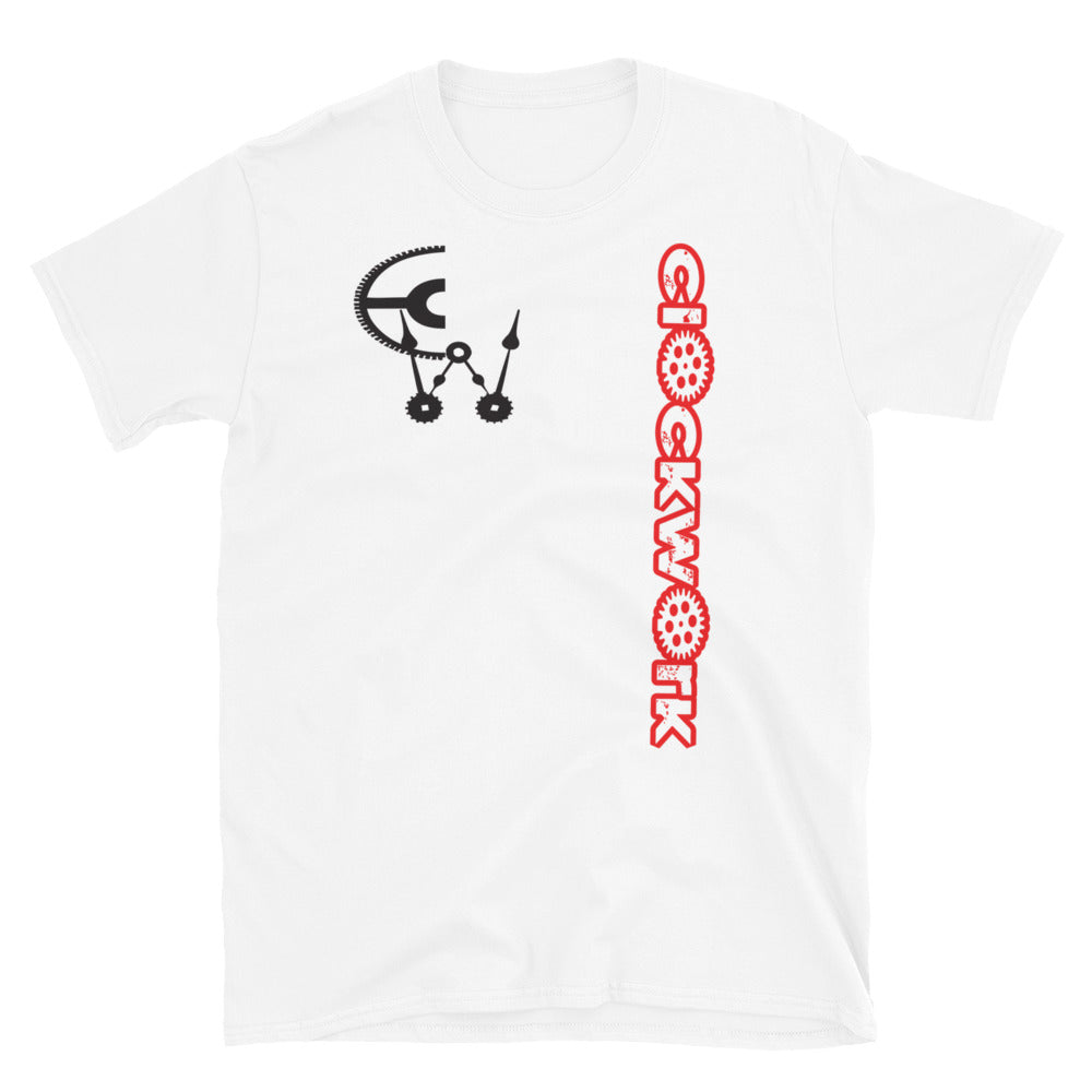 Clockwork Word Red and Black and White Short-Sleeve Unisex T-Shirt