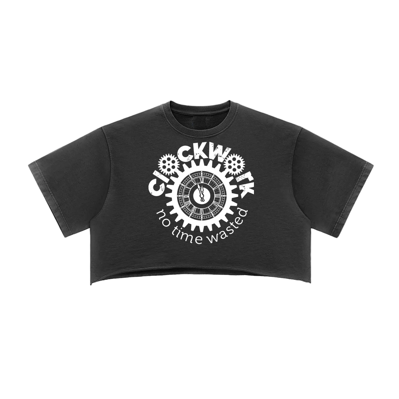 Clockwork Snow Washed Raw Edge Crop Top