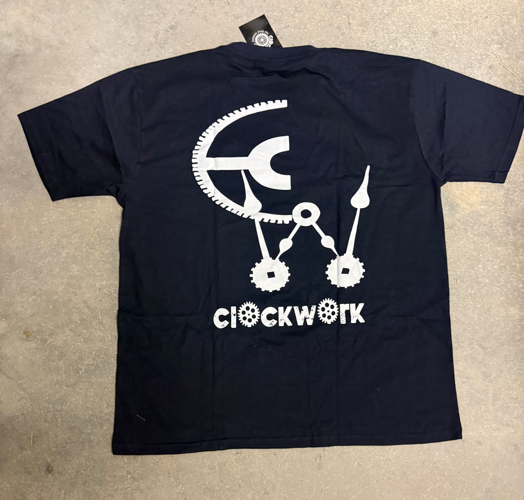 Clockwork Navy T-shirt white logo