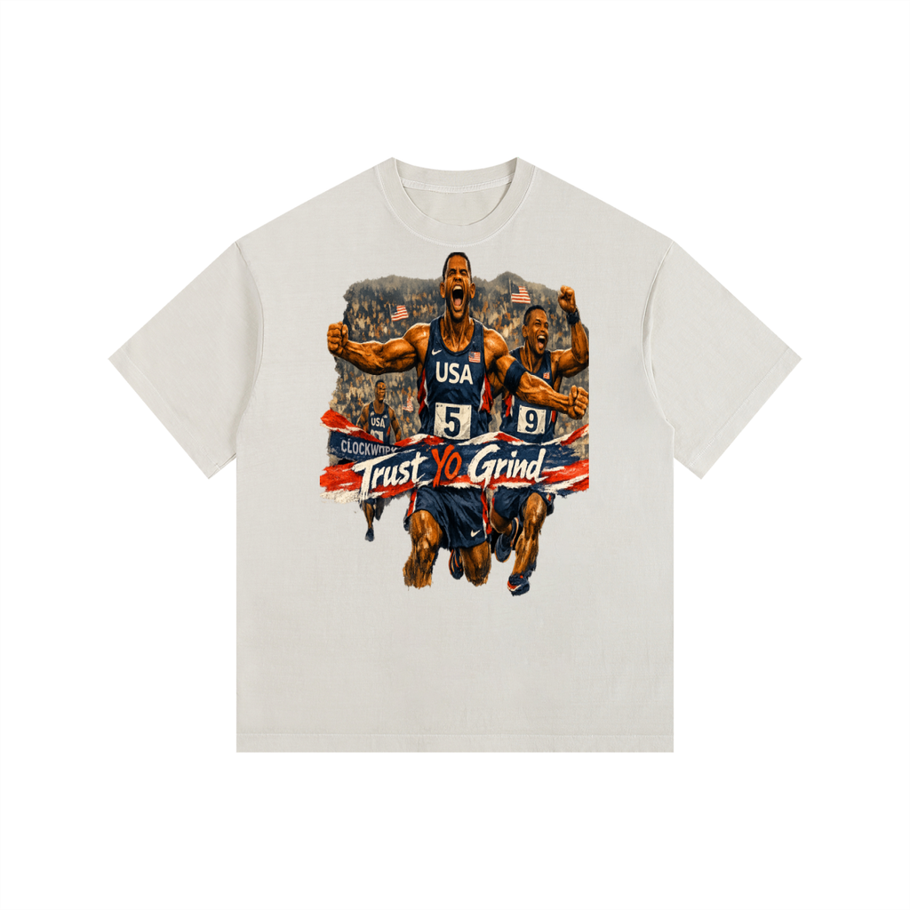 Trust yo grind USA Vintage Washed Oversized Cotton T-Shirt