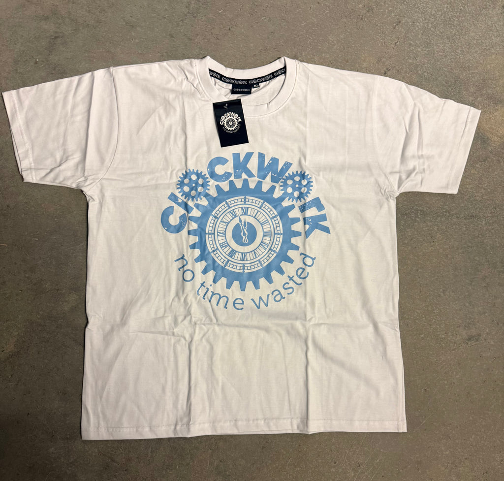 Clockwork white T-shirt baby blue