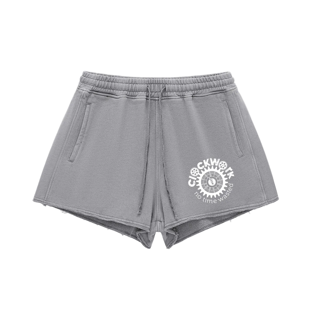 Snow Washed Raw Edge Drawstring Shorts