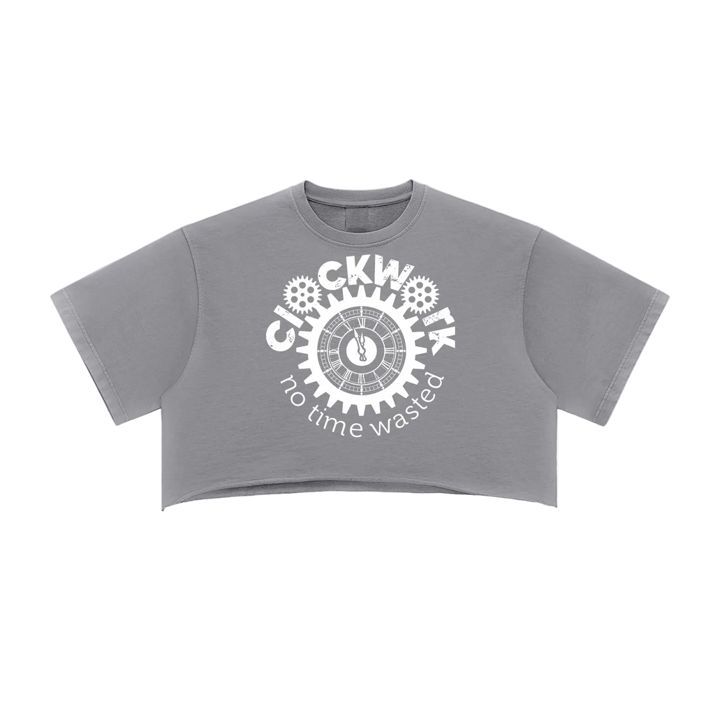 Clockwork Snow Washed Raw Edge Crop Top