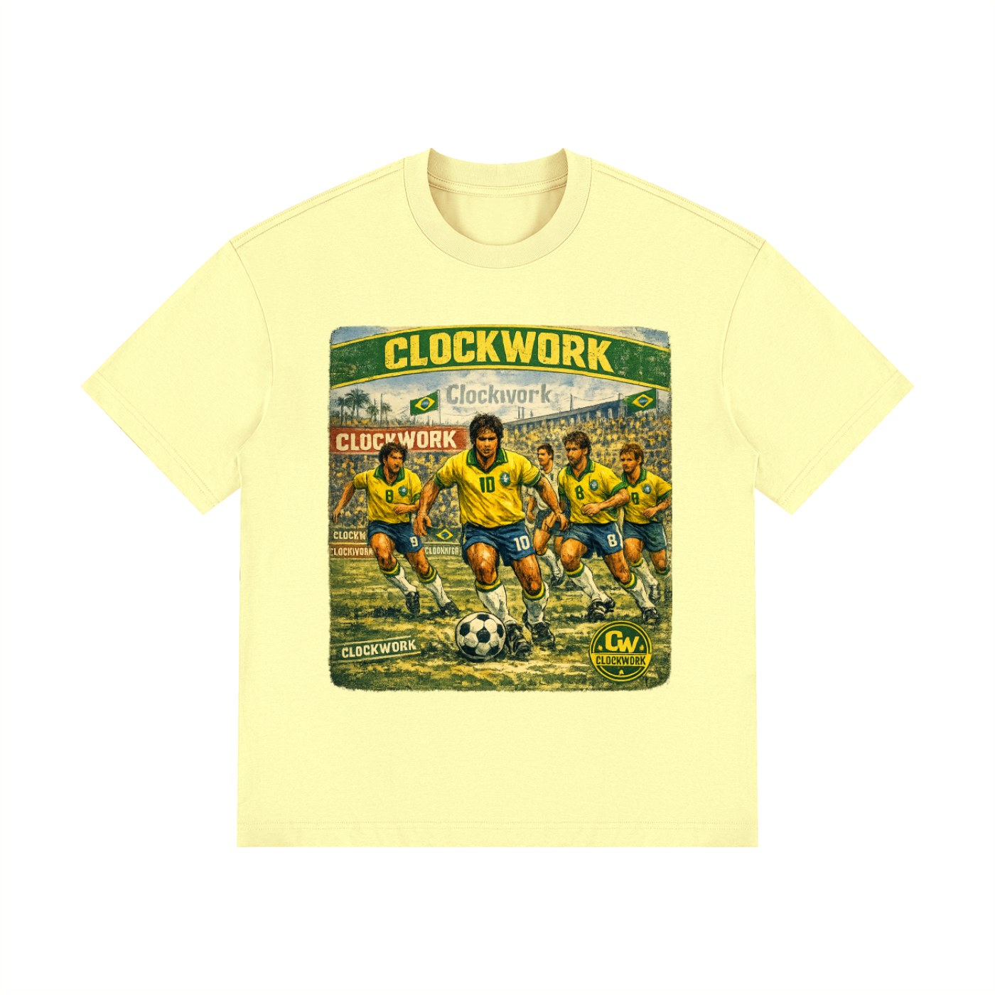 Clockwork Brazil soccer Unisex Drop Shoulder Cotton T-Shirt