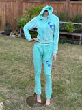 Mint green and blue No time to waste velour set