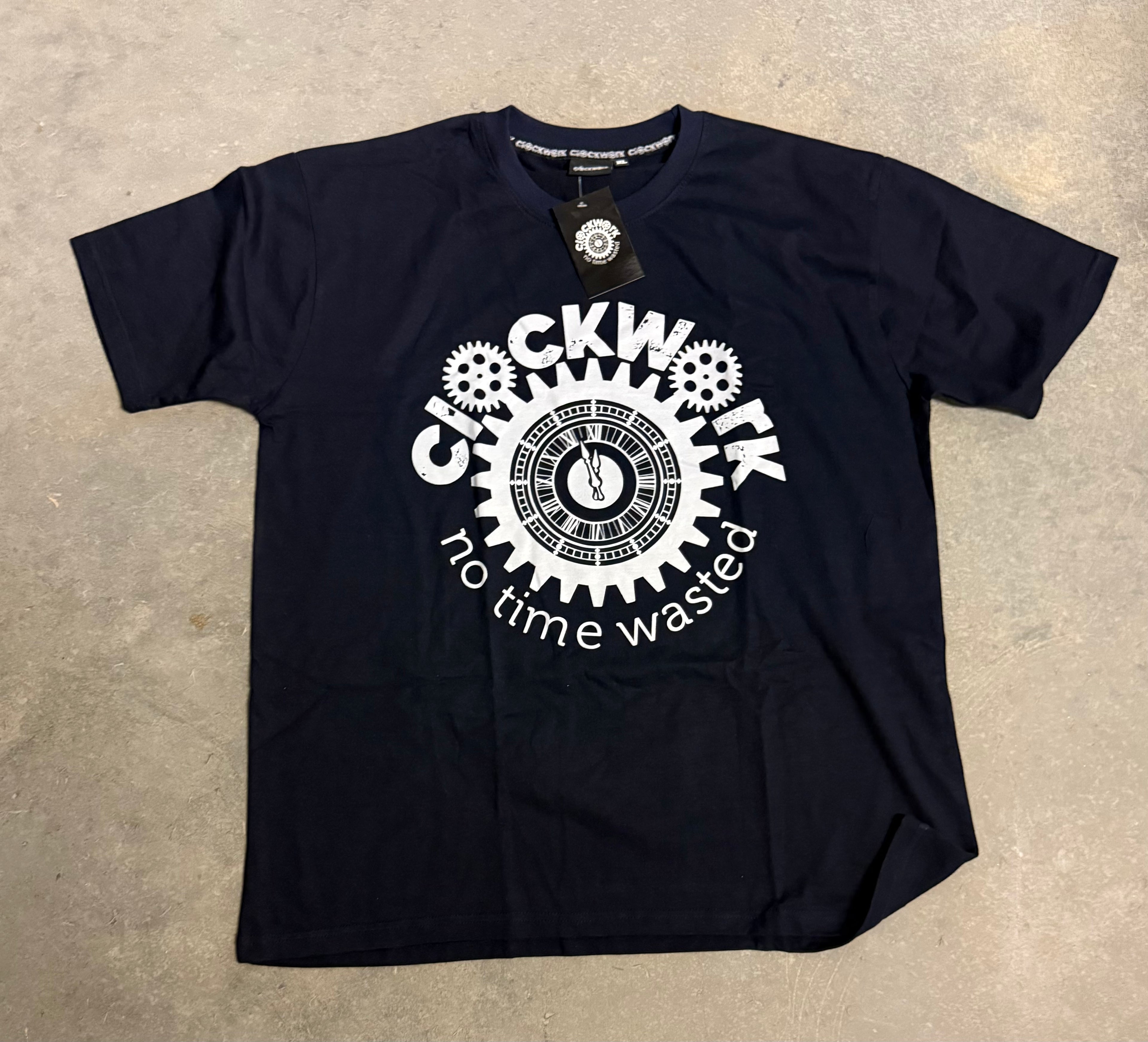Clockwork Navy T-shirt white logo