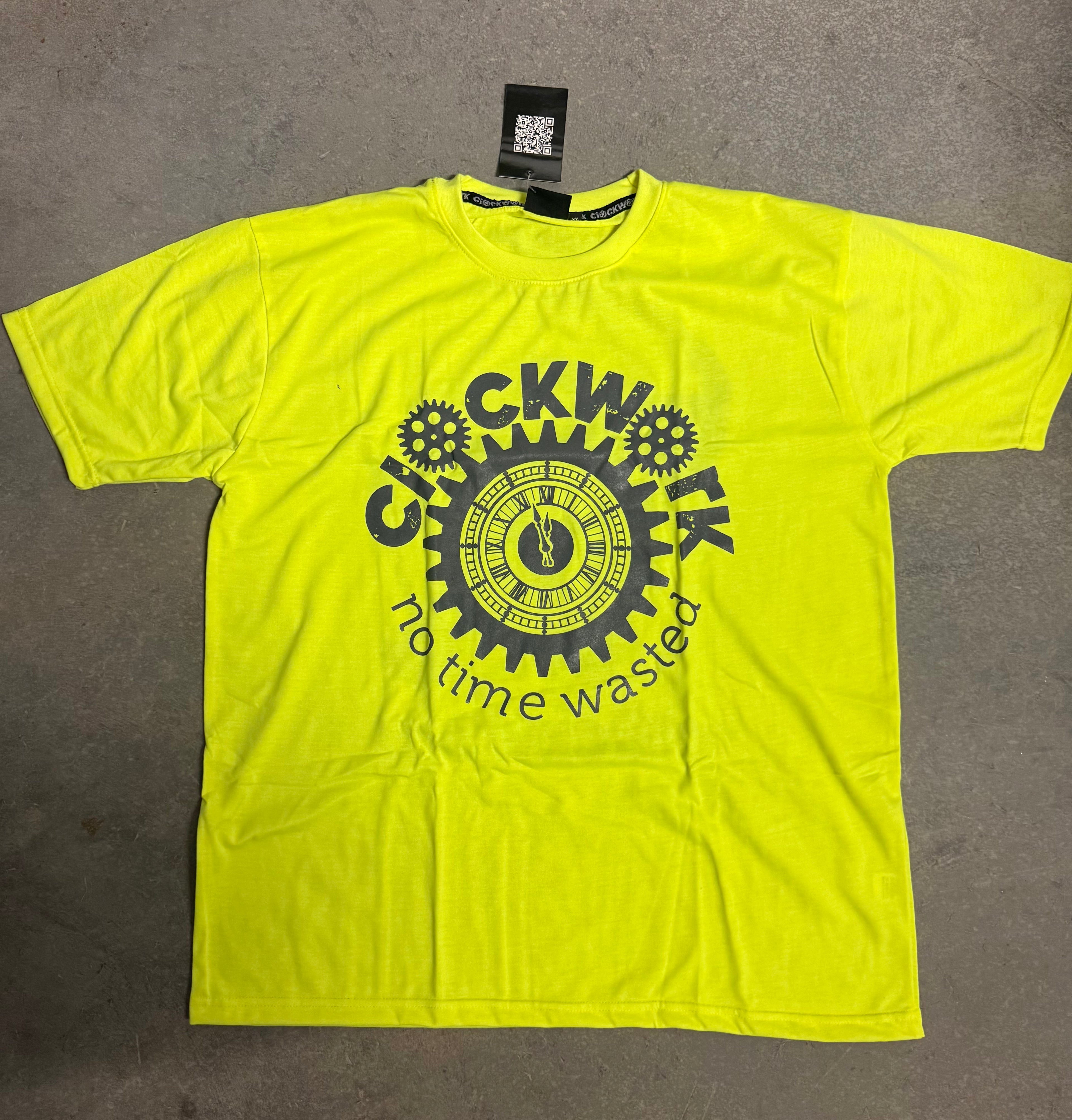 Clockwork lime green T-shirt Grey logo