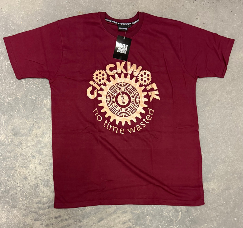 Clockwork bell runner burgundy T-shirt