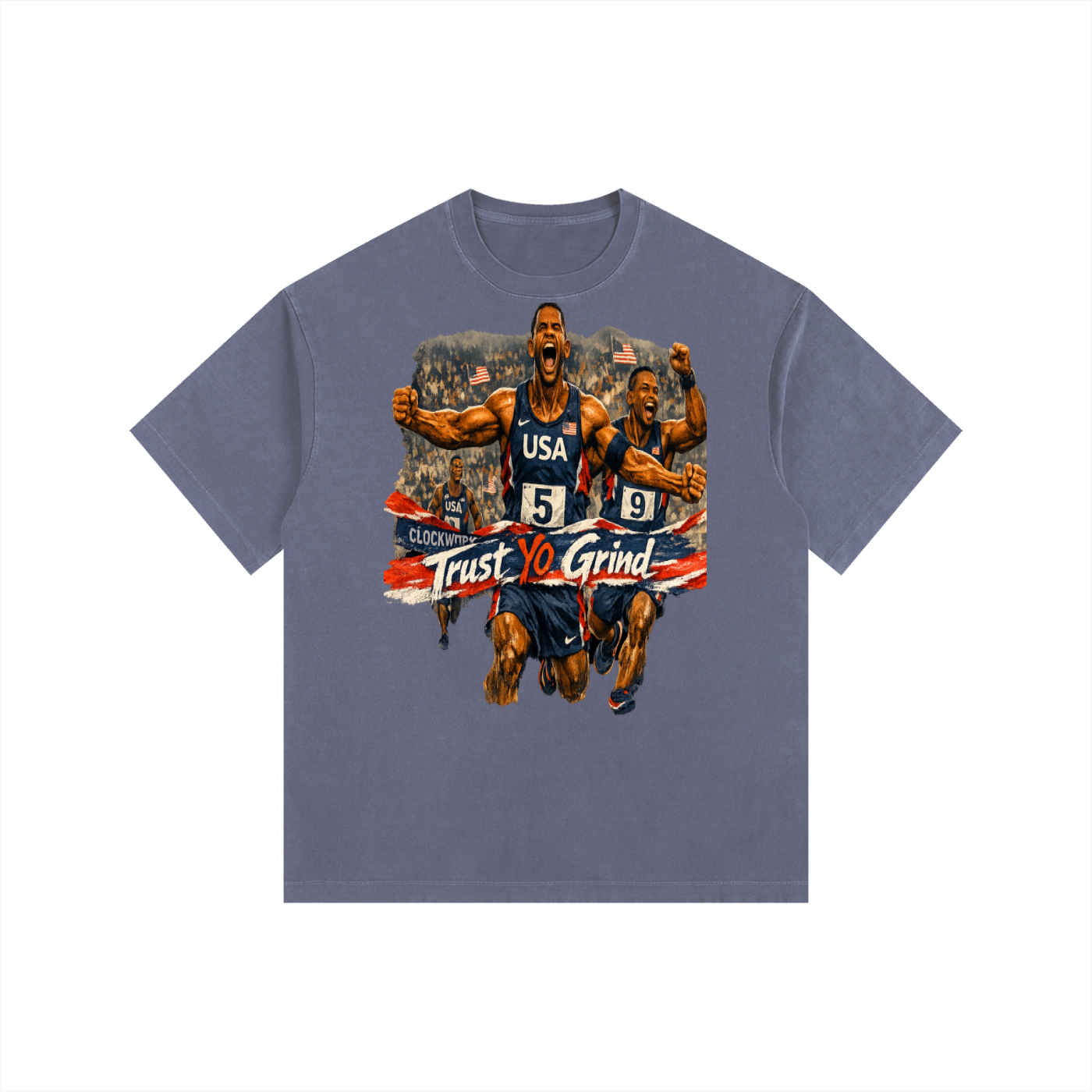 Trust yo grind USA Vintage Washed Oversized Cotton T-Shirt