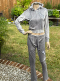 Grey and white No time to waste velour set
