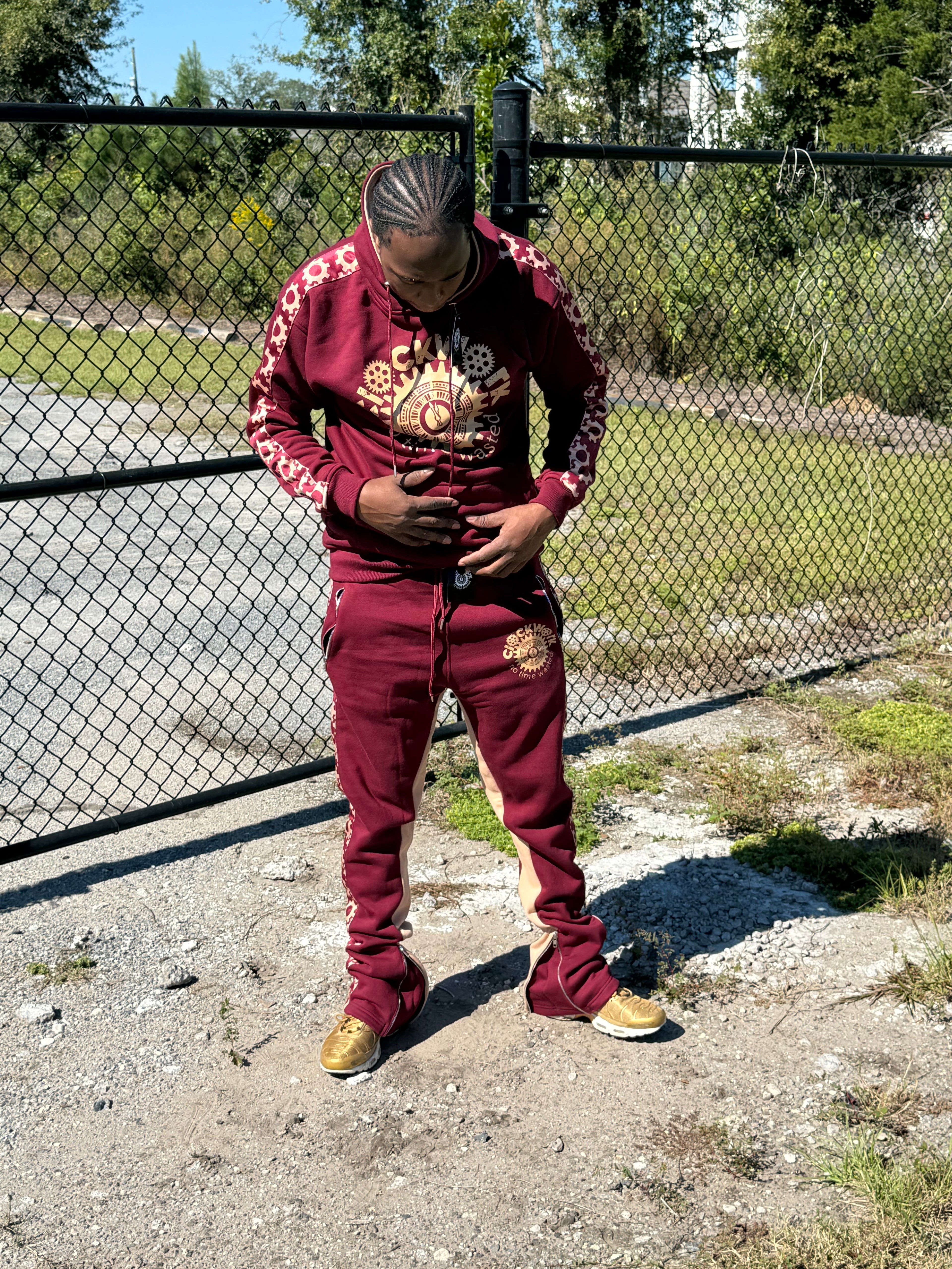 Clockwork maroon bell runners