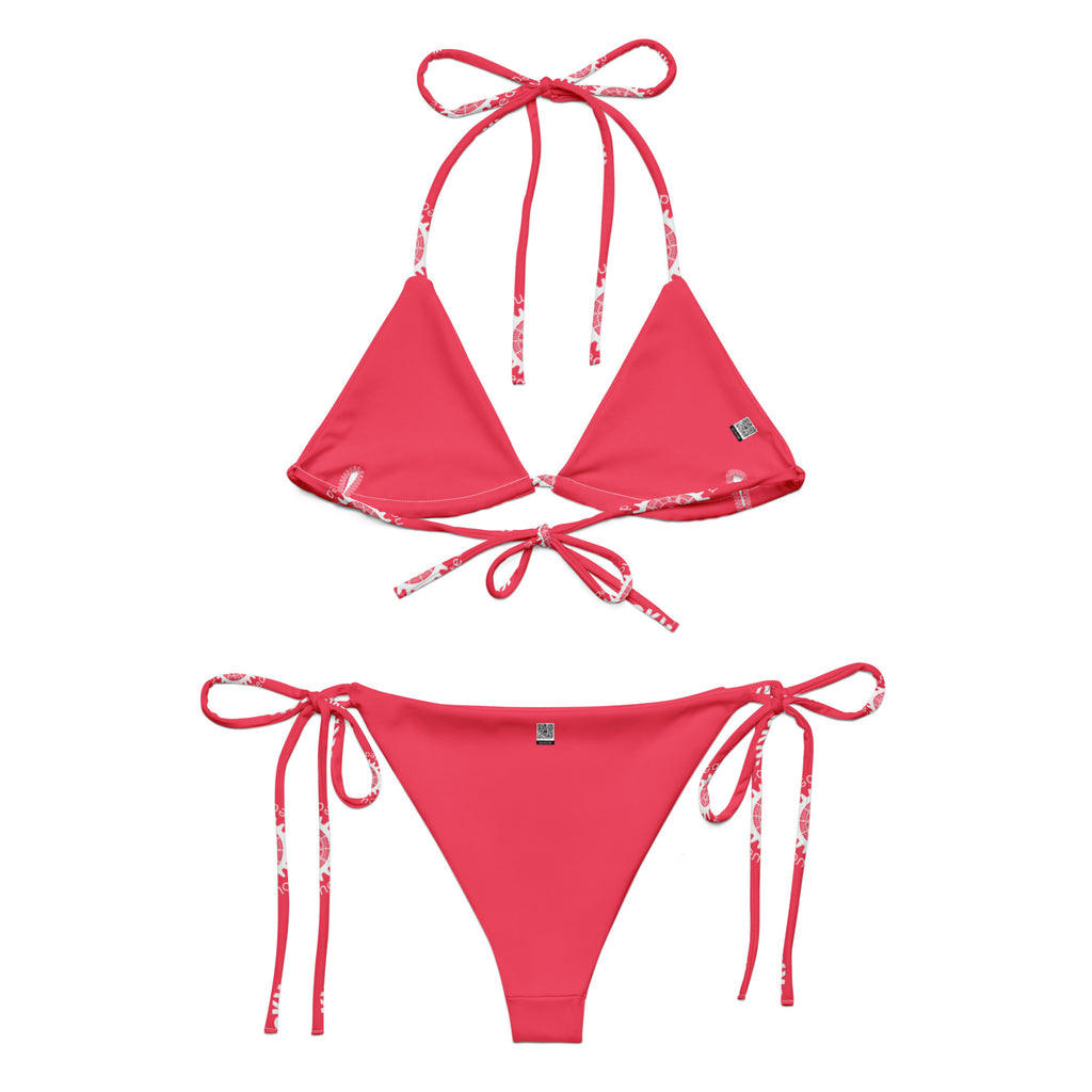 Clockwork pink logo string bikini