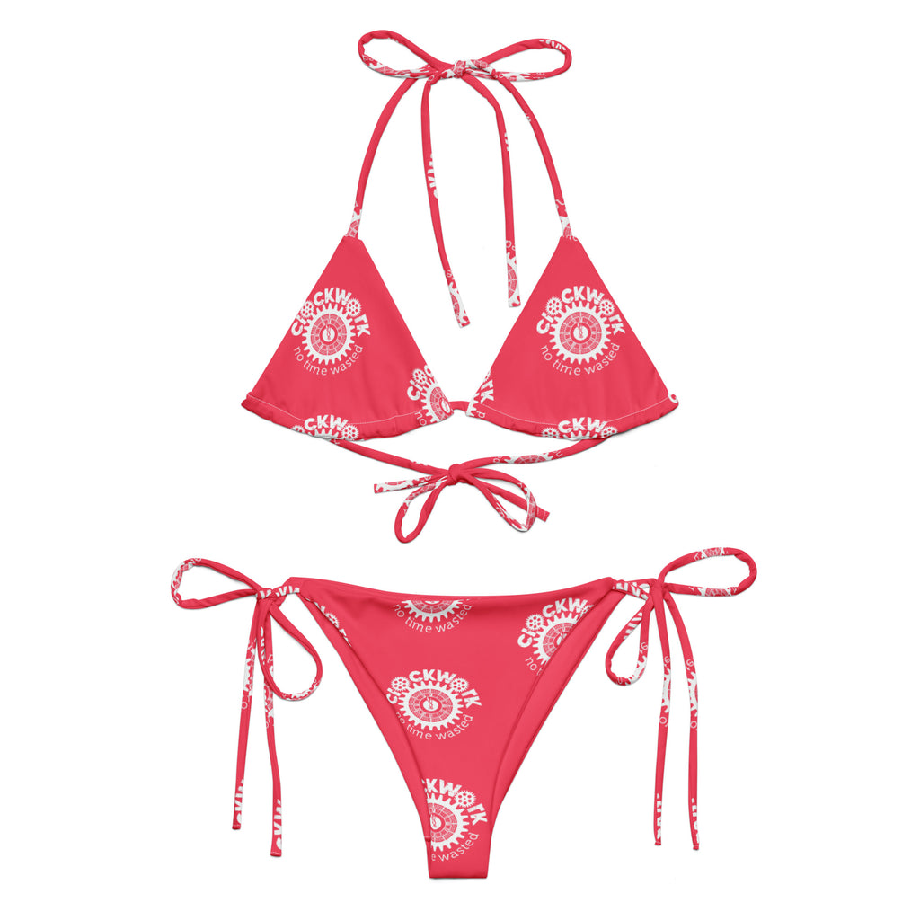 Clockwork pink logo string bikini
