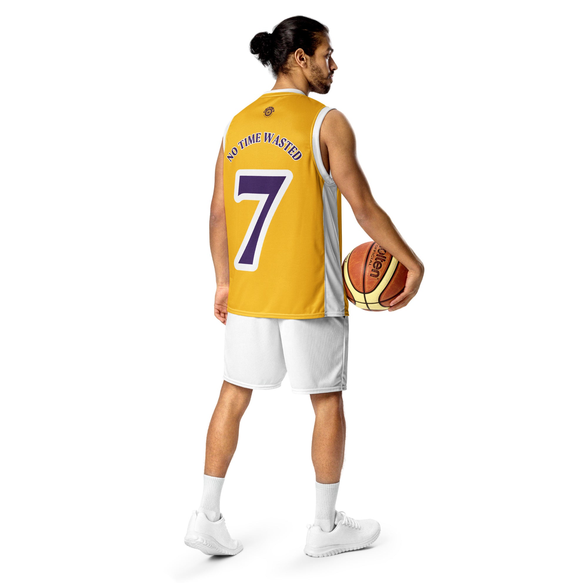 Clockwork purple and gold basketball jersey