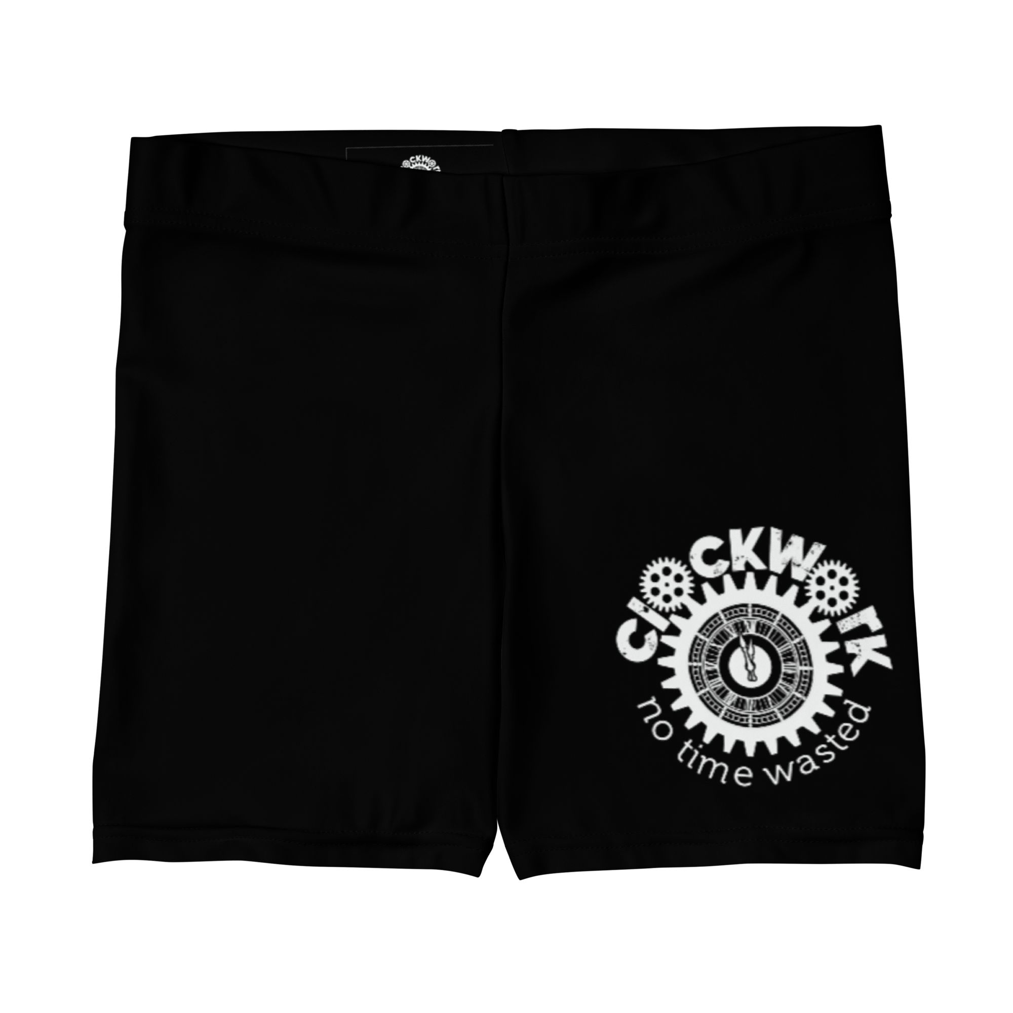 Clockwork Black and White logo women's Biker Shorts