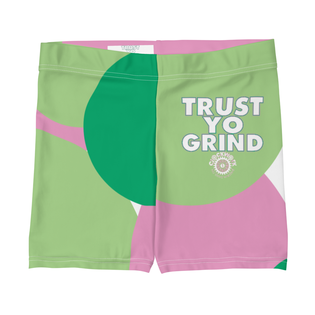 Trust Yo Grind Green and Pink Spandex Women's biker Shorts