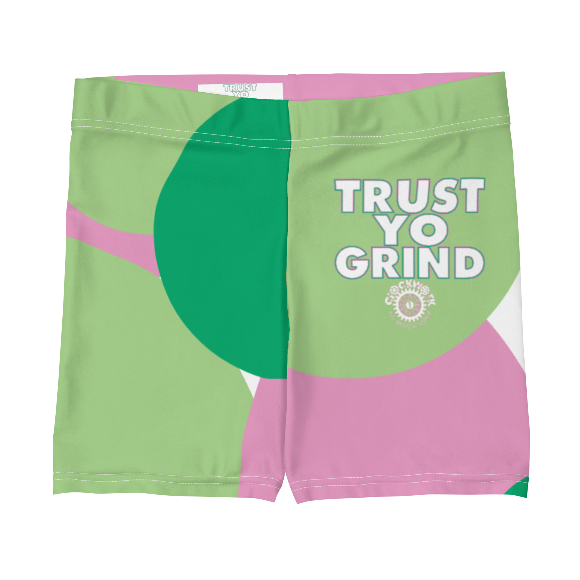 Trust Yo Grind Green and Pink Spandex Women's biker Shorts