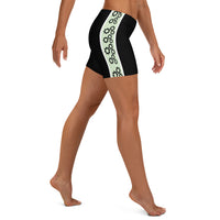 Clockwork Black and Light Green women's Biker Shorts