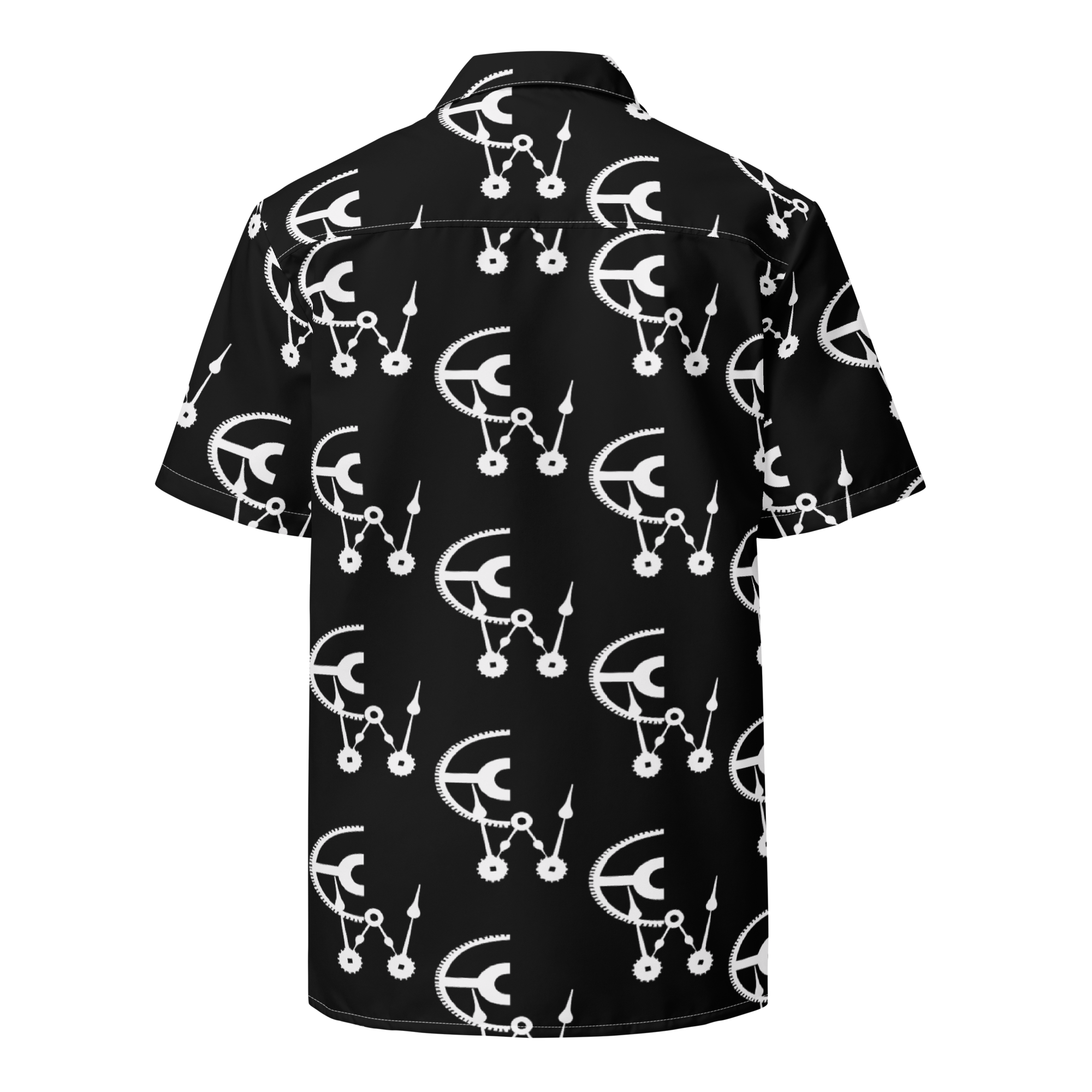 Black and white clockwork cw button shirt