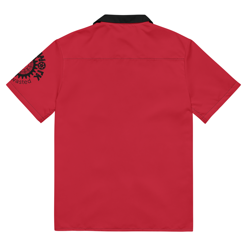 Red Clockwork Skull Unisex button shirt