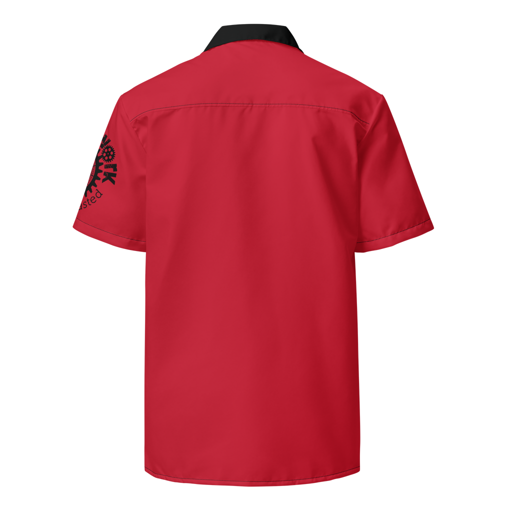 Red Clockwork Skull Unisex button shirt