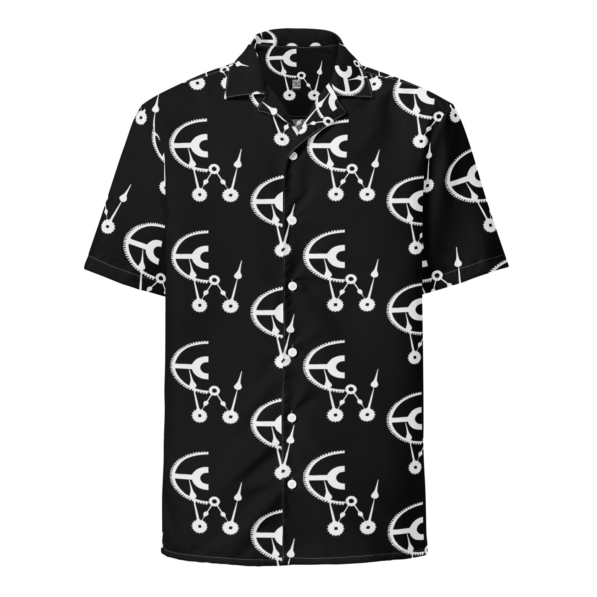 Black and white clockwork cw button shirt
