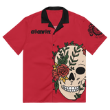 Red Clockwork Skull Unisex button shirt
