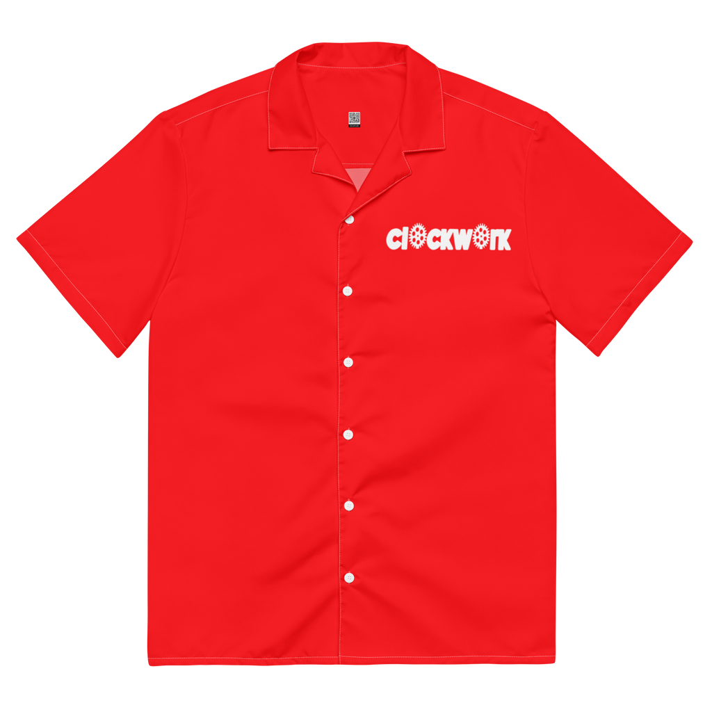 Clockwork red button shirt
