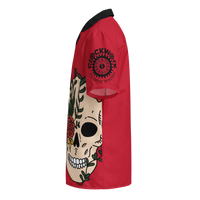 Red Clockwork Skull Unisex button shirt