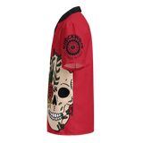 Red Clockwork Skull Unisex button shirt