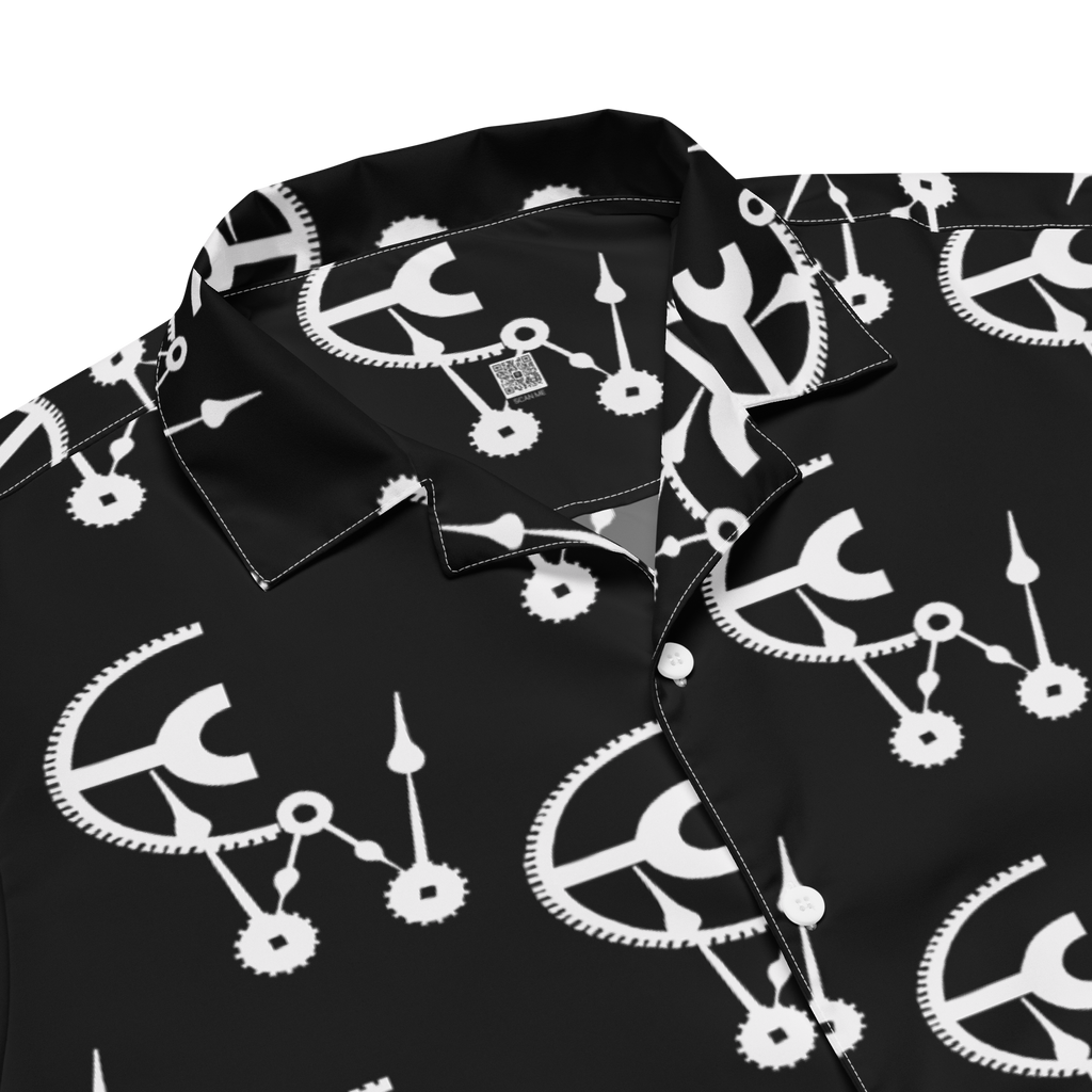 Black and white clockwork cw button shirt