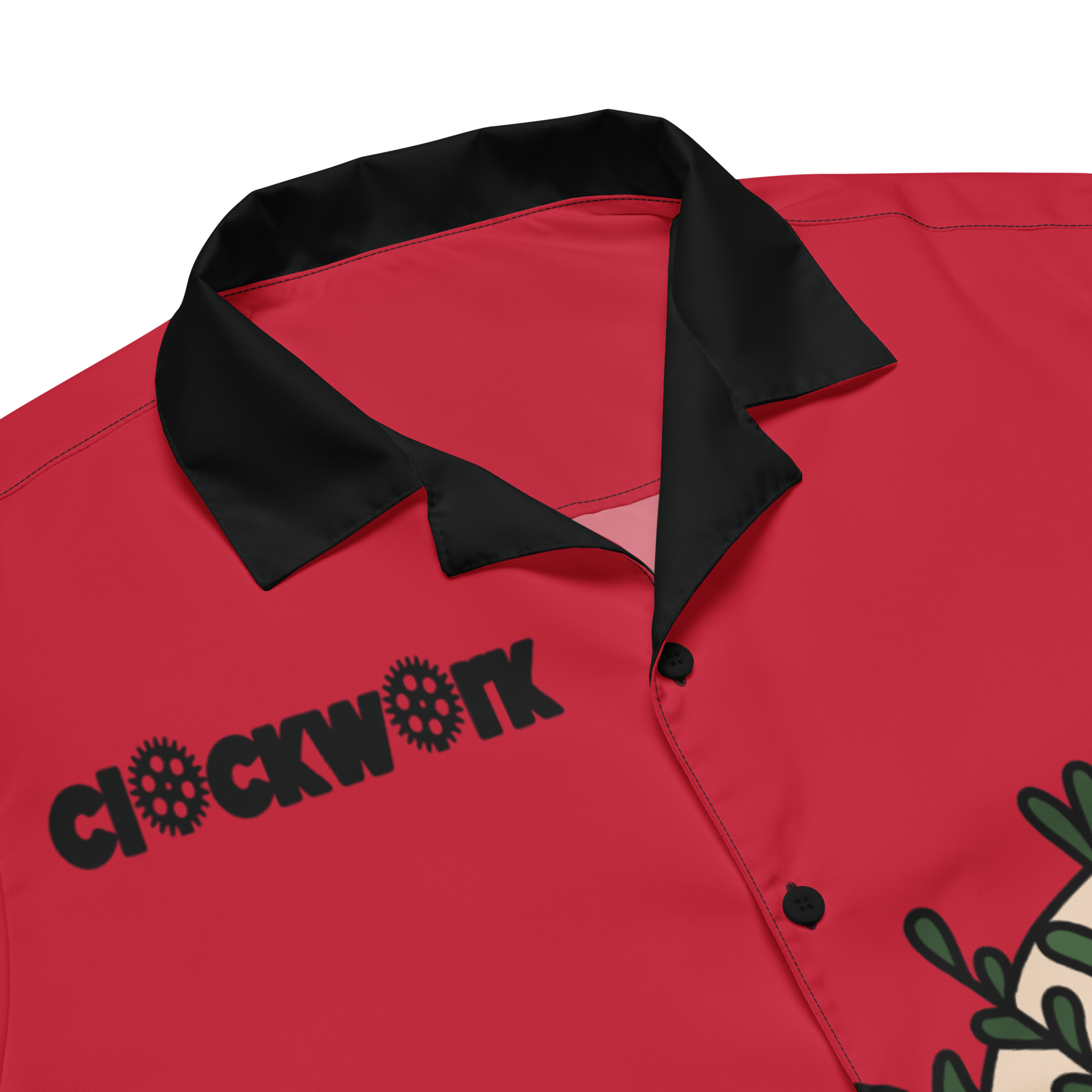 Red Clockwork Skull Unisex button shirt