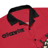 Red Clockwork Skull Unisex button shirt