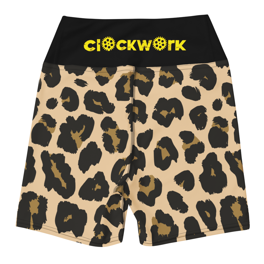 Cheetah Print Clockwork Yoga Women's Biker Shorts