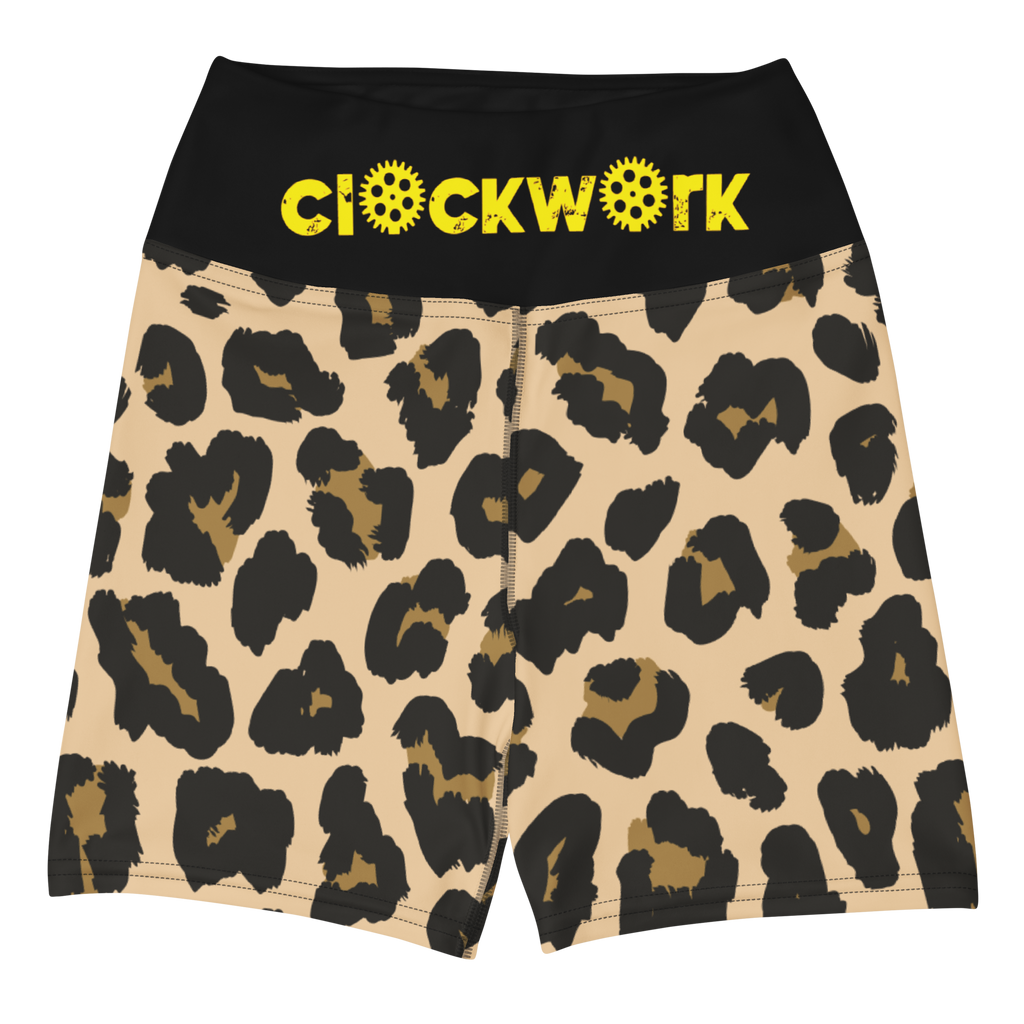 Cheetah Print Clockwork Yoga Women's Biker Shorts