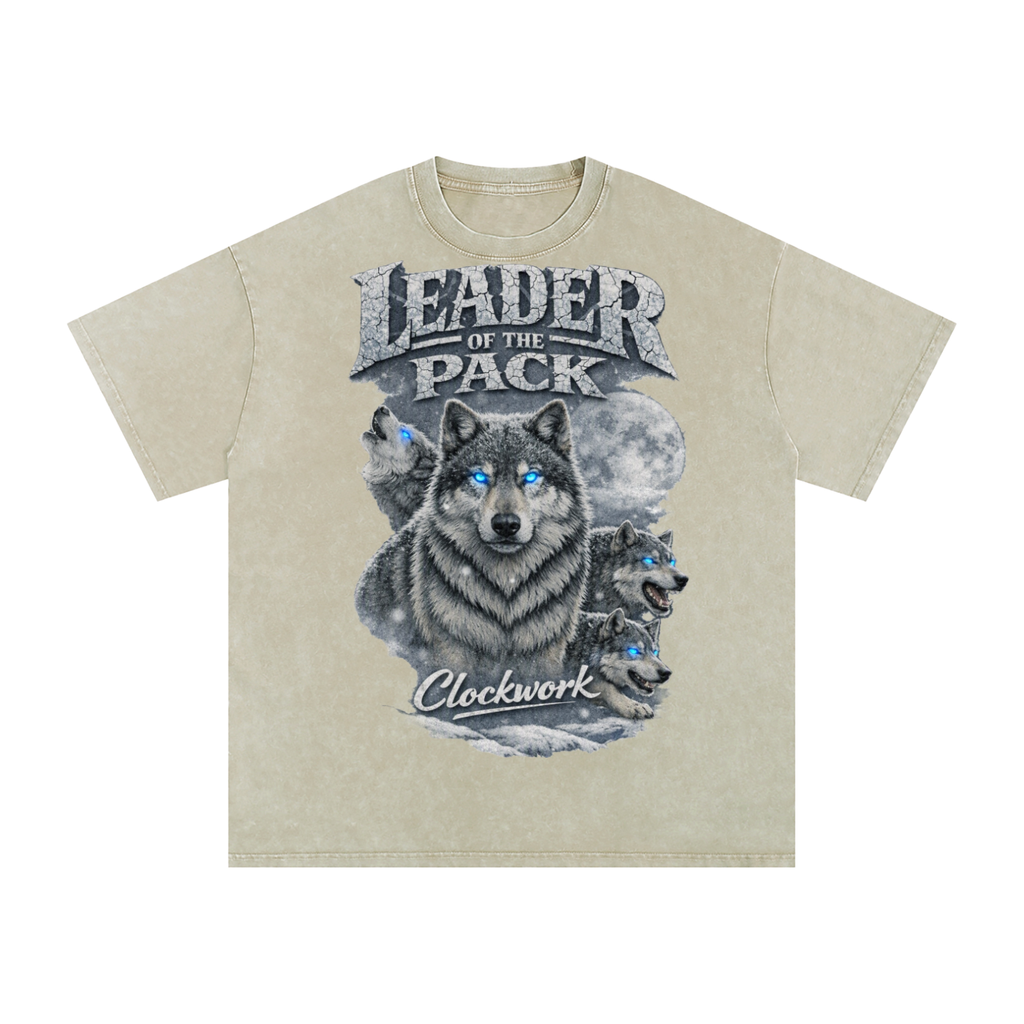 Leader of the Pack Clockwork Snow Washed Oversized Cotton T-Shirt