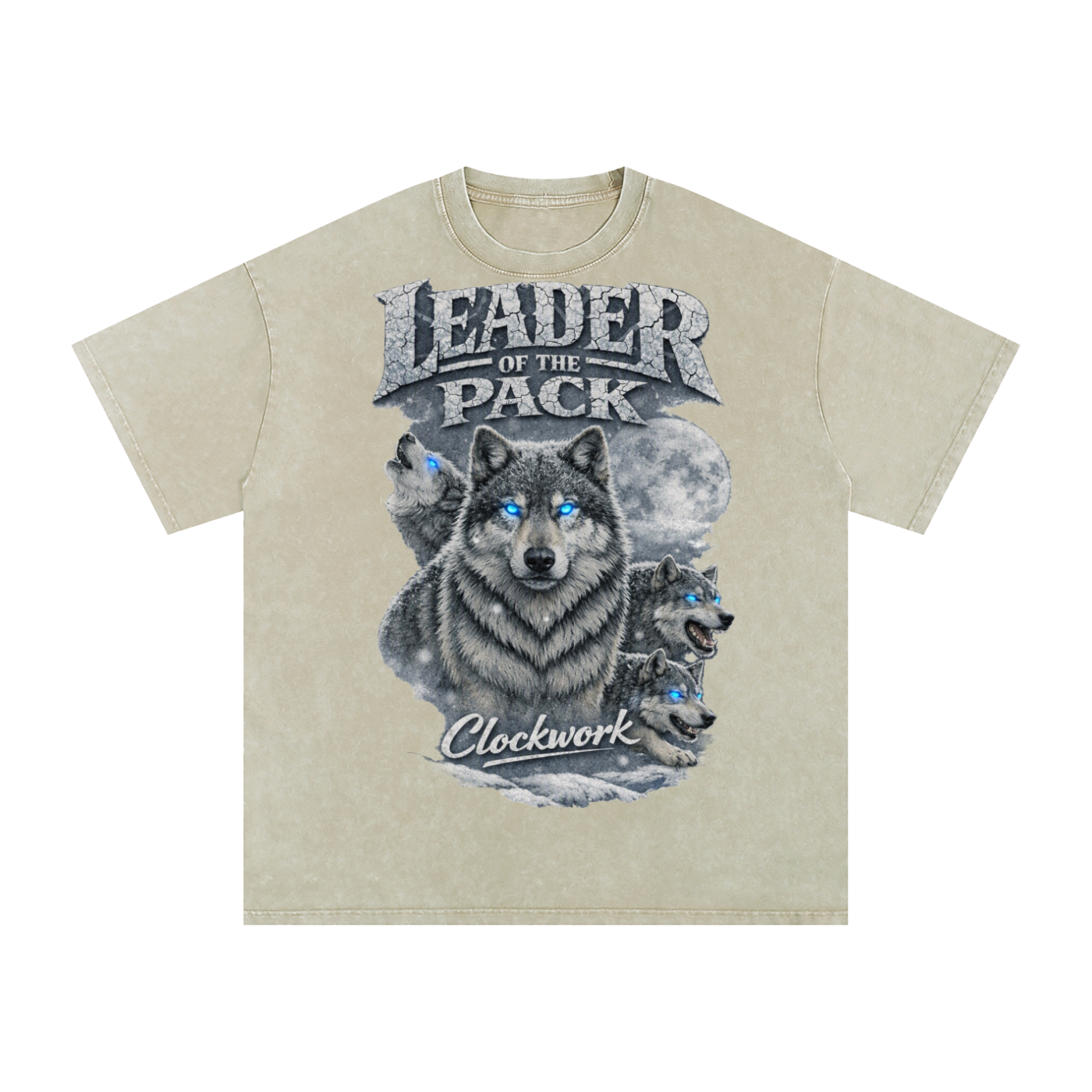 Leader of the Pack Clockwork Snow Washed Oversized Cotton T-Shirt