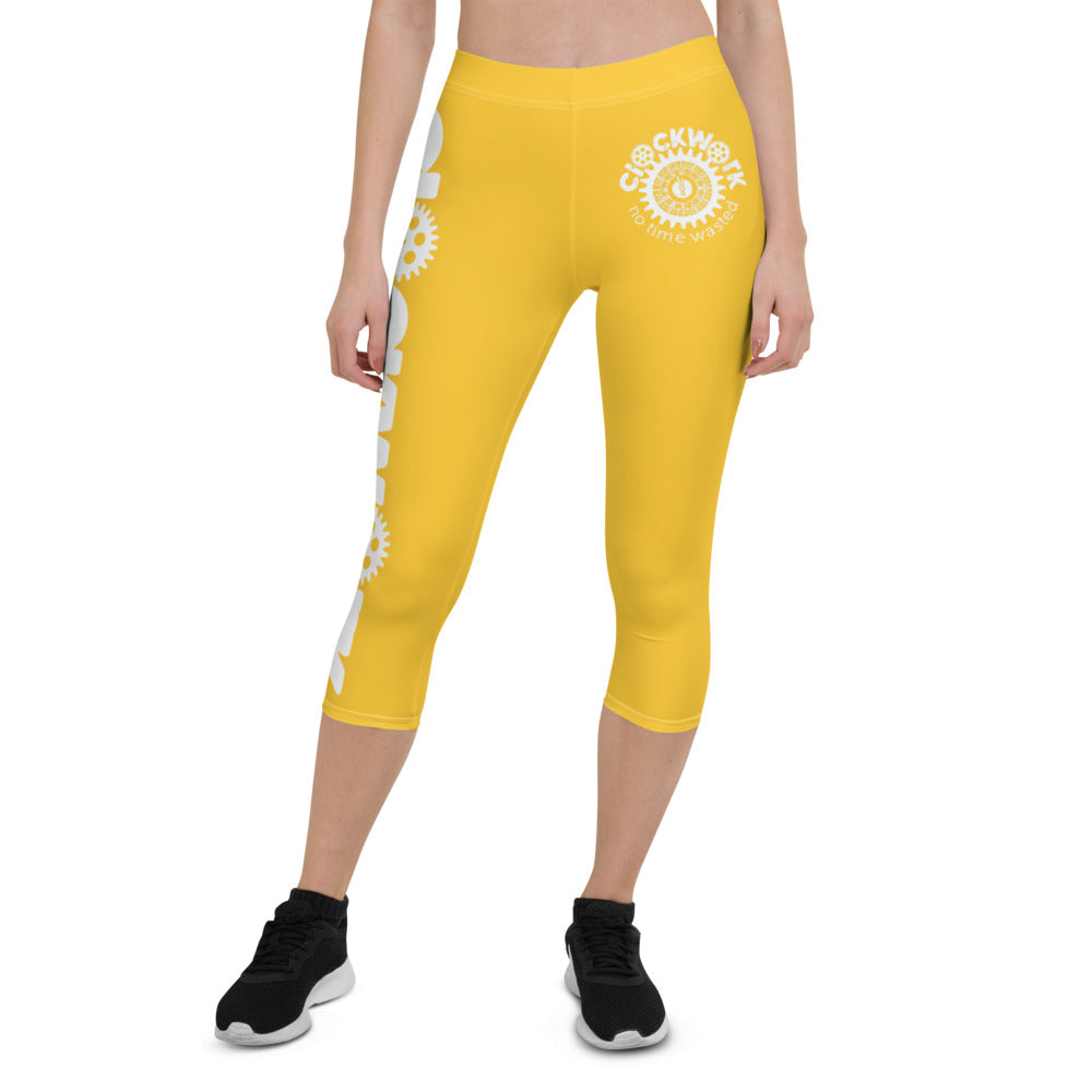Yellow Clockwork Capri Leggings