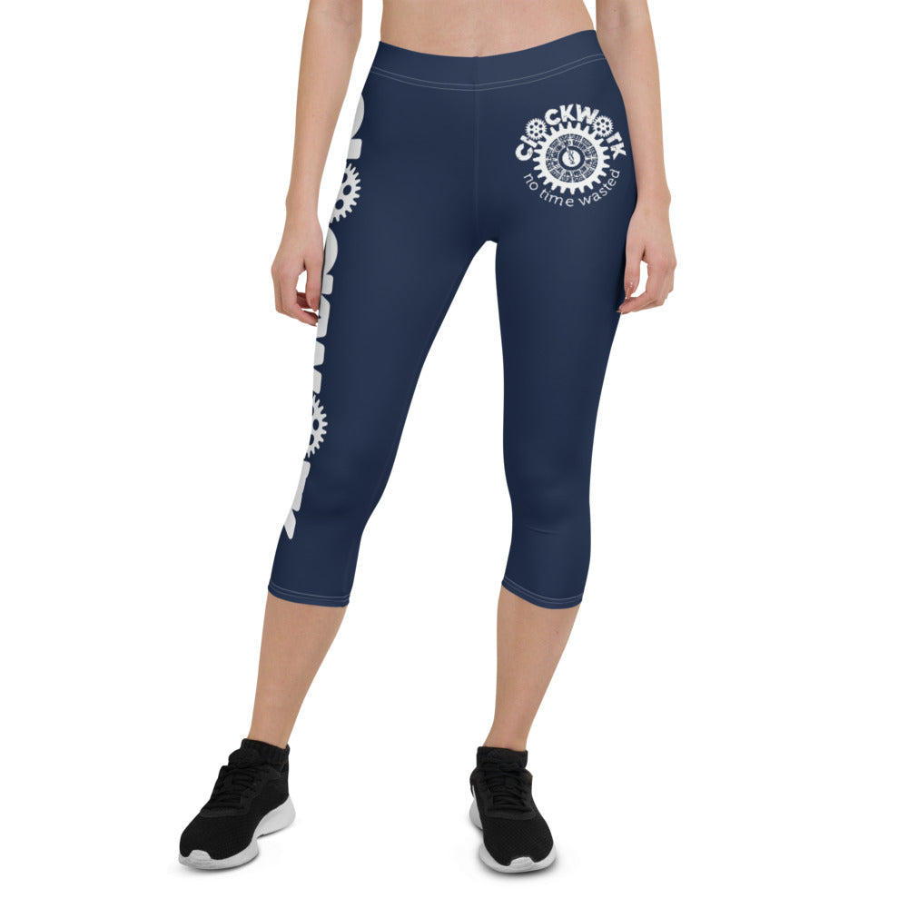 Clockwork Navy Logo Capri Leggings