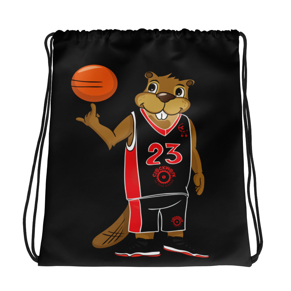 Basketball Clockwork Beaver Drawstring bag