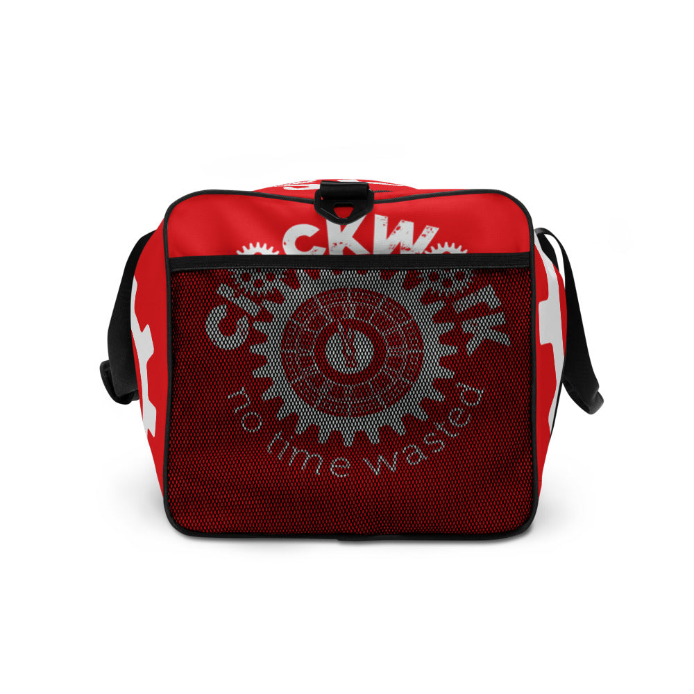 Red Clockwork No time to waste Duffle bag