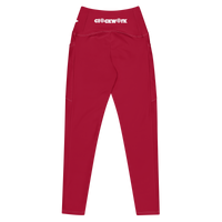 Red and white Clockwork Leggings with pockets