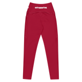 Red and white Clockwork Leggings with pockets