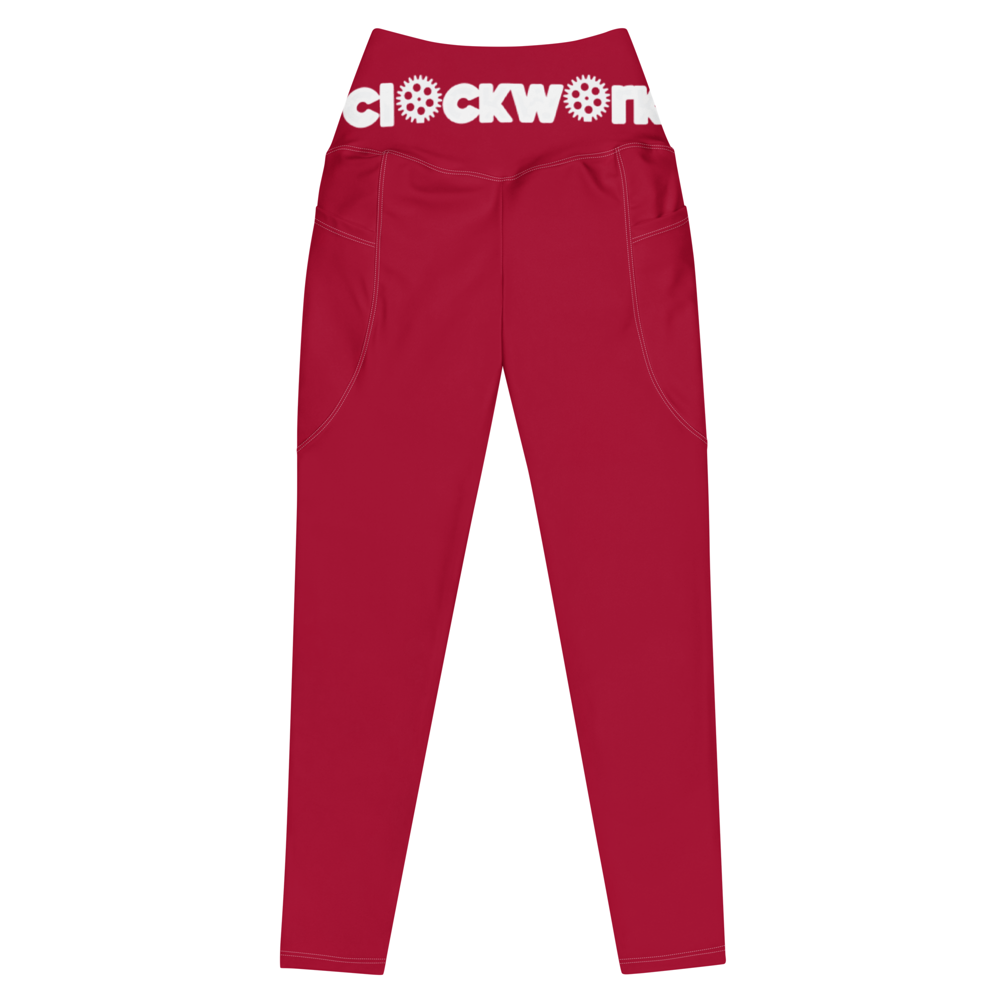 Red and white Clockwork Leggings with pockets