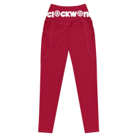 Red and white Clockwork Leggings with pockets