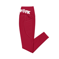 Red and white Clockwork Leggings with pockets