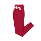 Red and white Clockwork Leggings with pockets
