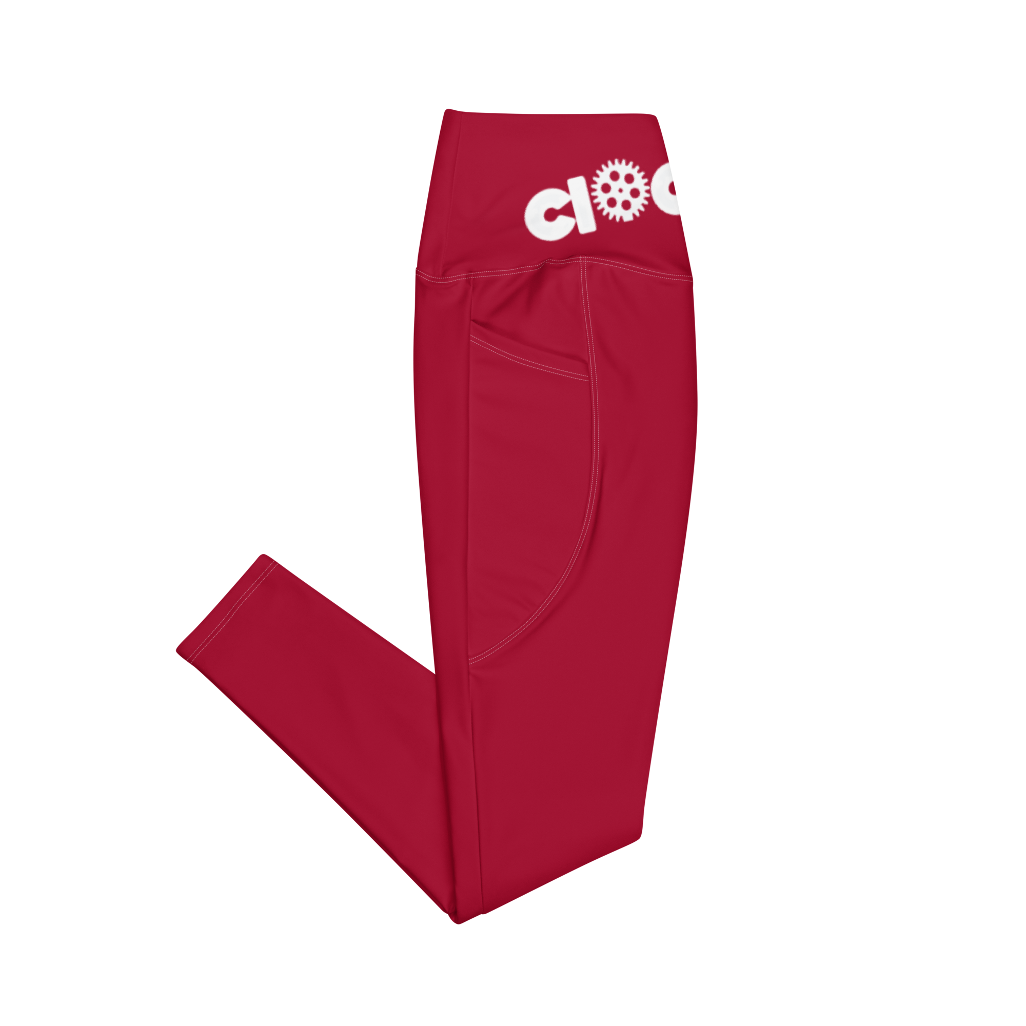 Red and white Clockwork Leggings with pockets