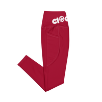 Red and white Clockwork Leggings with pockets